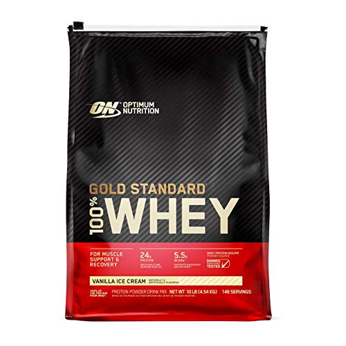 Optimum Nutrition Gold Standard 100% Whey Protein Powder, Vanilla Ice Cream, 10 Pound (Packaging May Vary)