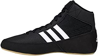 adidas Men's HVC Wrestling Shoe, Black/White/Iron Metallic, 10