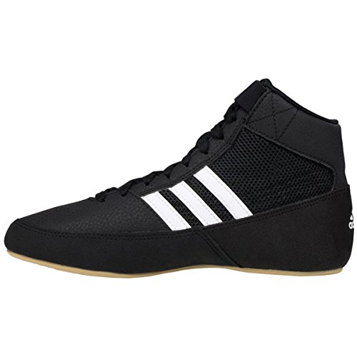 adidas Men's HVC Wrestling Shoe, Black/White/Iron Metallic, 10