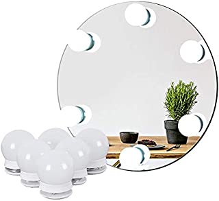 Waneway Hollywood Vanity Lights for Lighted Makeup Mirror Dressing Table DIY LED Lighting Strip Stick on Plug in with Dimmer and Power Supply, 6 Light / 9 FT, Mirror Not Included