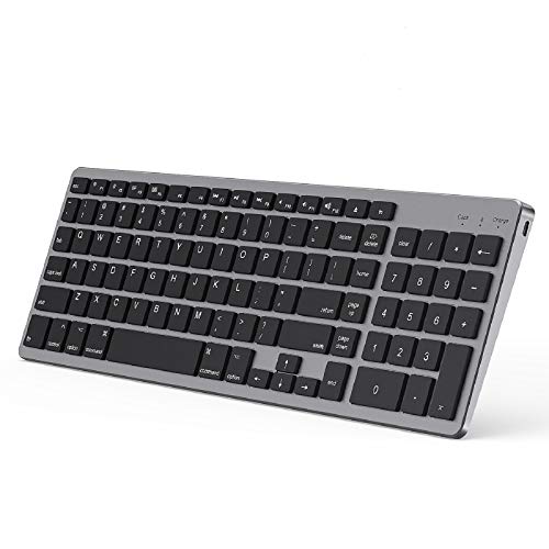 Bluetooth Keyboard for Mac OS, Jelly Comb Ultra Slim Wireless Keyboard for Mac OS/iOS/iPad OS Rechargeable Bluetooth Keyboard MacBook, MacBook Air/Pro iMac, iPhone, iPad Pro-Black and Gray