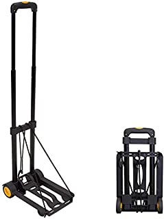 Mount-It! Folding Luggage Cart and Dolly | 77 Lb Capacity | Portable Lightweight Luggage Trolley Cart with Telescoping Handle and 4 Rubber Wheels | Steel Frame