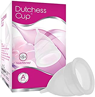 Dutchess Menstrual Cup - Large (A) - Reusable Soft Silicone Period Cups, Easy to Clean Feminine Menstruation Alternative - Free from Phthalate, Latex, BPA & Dioxin (White/Clear)