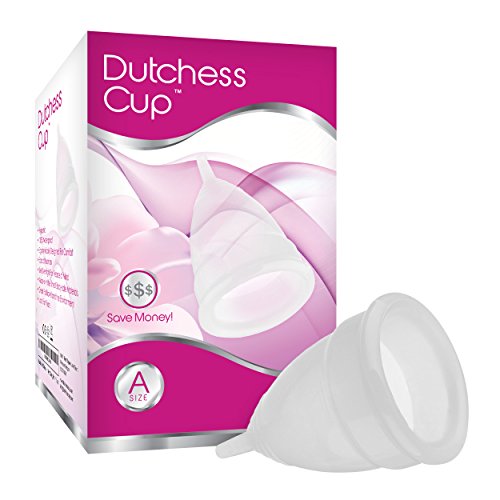 Dutchess Menstrual Cup - Large (A) - Reusable Soft Silicone Period Cups, Easy to Clean Feminine Menstruation Alternative - Free from Phthalate, Latex, BPA & Dioxin (White/Clear)