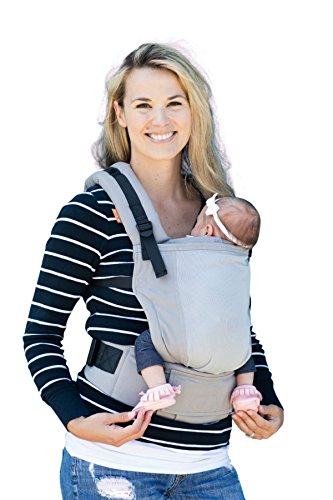 Baby Tula Free-to-Grow Coast Mesh Baby Carrier 7-45 lb, Adjustable Newborn to Toddler Carrier, Ergonomic Inward Front and Back Carry, Lightweight - Coast Overcast, Light Gray with Light Gray Mesh