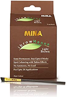 MINA ibrow Henna Hair Color Light Brown Professional Tint Kit With Brush Combo Pack | No Ammonia | Vegan & Cruelty free | Upto 30 Applications