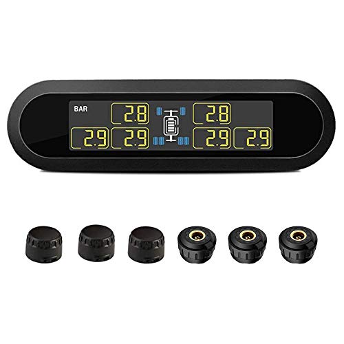 B-Qtech Wireless Solar Power TPMS, Tire Pressure Monitoring System RV Truck TPMS with 6 Sensors for Car RV Truck Tow Motorhome Travel Trailers Pressure and Temperature (RV TPMS)