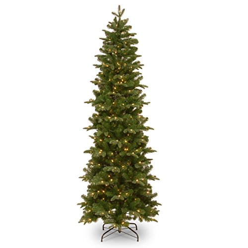 National Tree Company lit Artificial Christmas Tree Includes Pre-Strung White Lights, Prescott Slim-7.5 ft