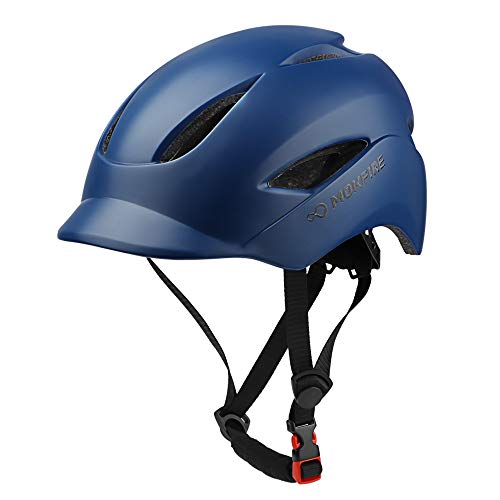 MOKFIRE Adult Bike Helmet That's Light, Cool & Sleek, Bicycle Cycling Helmet with Rear Light for Urban Commuter Adjustable Size for Adults Men/Women - Dark Blue