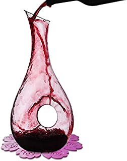 USBOQO HBS 1.2 Liters Lead-Free Premium Crystal Glass Red Wine Decanter, Clear