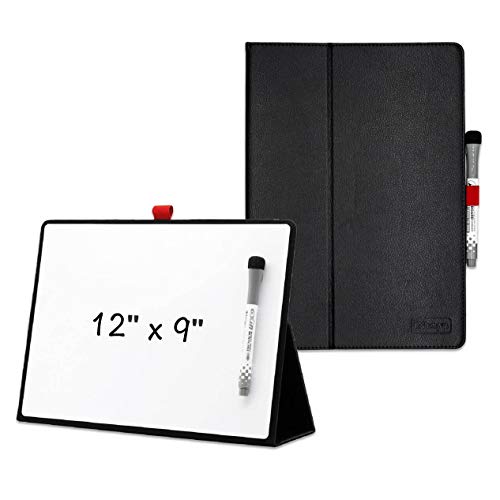 Small Dry Erase White Board,12 x 9 Inches,Mini Portable Desktop whiteboard, A4 Smart Reusable Notebook with Stand on Desk for Kids Shool Students Office Home Sport