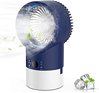 EEIEER Portable Air Conditioner Cool Mist Humidifier Fan, 4 in 1 Timing Night Light Quiet Circulation Small Table Fans Personal Adjustable Misting Evaporative Air Cooler for Home Bedroom Office (Blue)