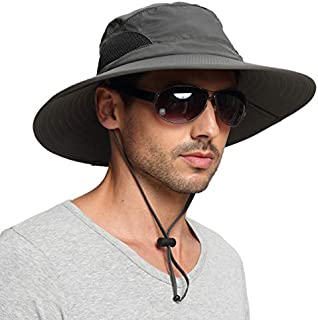 EINSKEY Men's Waterproof Sun Hat, Outdoor Sun Protection Bucket Safari Cap For Safari Fishing Hunting Dark Gray One Size