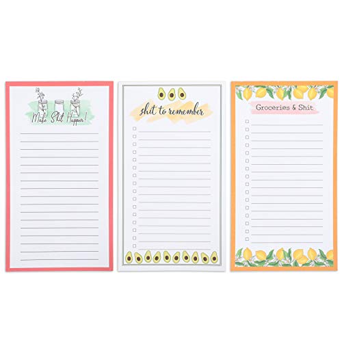 Magnetic to Do List Notepads, Grocery Lists for Fridge (4.25 x 7.5 in, 3 Pack)