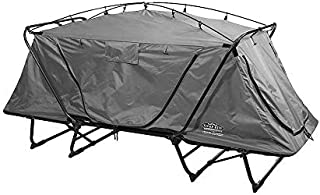 Kamp-Rite Oversize Portable Durable Cot, Versatile Design Converts into Cot, Chair, or Tent w/Easy Setup, Waterproof Rainfly & Carry Bag, Gray
