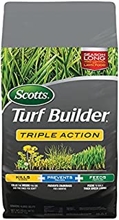 Scotts 26003 Turf Builder Triple Action Kills Weeds Including Dandelions & Clover Prevents Crabgrass 4 Months, 4,000 sq. ft, Feeds & Fertilizes To Build Thick Green Lawns