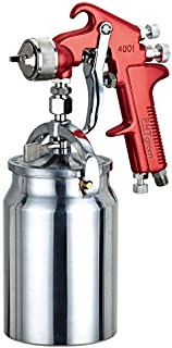 PNTGREEN HVLP Spray Gun, Siphon Feed, Red Handle, 34 oz -1.8mm Nozzle for a Variety of Low Viscosity Paints, Such as Lacquer, Enamel, Stain, Urethane with air Flow and Paint Pattern Control knob