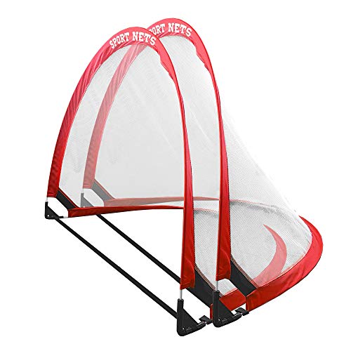 Hit Run Steal Portable Pop Up Soccer Goals Set of 2 - Two Folding Portable Soccer Goals with Carry Case - Available in 2.5ft, 4ft and 6 Foot Sizes. (4 Ft. (2 Goals + Bag))