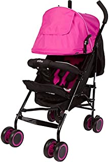 Evezo 2141A Full-Size Ultra Lightweight Umbrella Stroller, Reclining Seat, 5-Point Safety Harness, Canopy, Storage Bin (Hot Pink), 214-1A