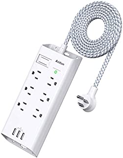 Power Strip Surge Protector, Addtam 6 Outlets and 3 USB Ports 5Ft Long Extension Cord, Flat Plug Overload Surge Protection Outlet Strip, Wall Mount for Home, Office and More, ETL Listed