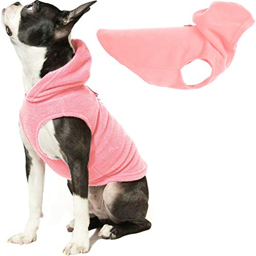 Gooby Dog Hoodie Fleece Vest - Pink, Medium - Pull Over Dog Jacket with Leash Ring - Winter Small Dog Sweater - Warm Dog Clothes for Small Dogs Girl or Boy Dog Vest for Indoor and Outdoor Use