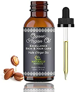 USDA Certified Organic Argan Oil - Pure Moroccan Oil Moisturizing Treatment for Hair, Face, Nails and Body - 4oz Cold Pressed Skin Moisturizer for Men and Women