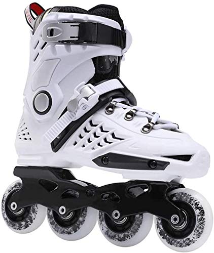 Inline Skating Inline Skates Adults Kids Roller Skate with Flashing Light Up Wheels Safe and Durable Single Row Roller Shoes for Boys Girls,Size:EU 44/US 11/UK 10/JP 27cm,Color:White+B
