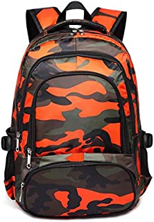 Kids Backpacks for Boys Camouflage Elementary School Bags Bookbags Lightweight Durable (Camo Orange)