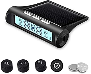 B-Qtech Solar Power Tire Pressure Monitoring System Wireless TPMS Monitor with 4 External Sensors Adjustable Display Angle-Solar System