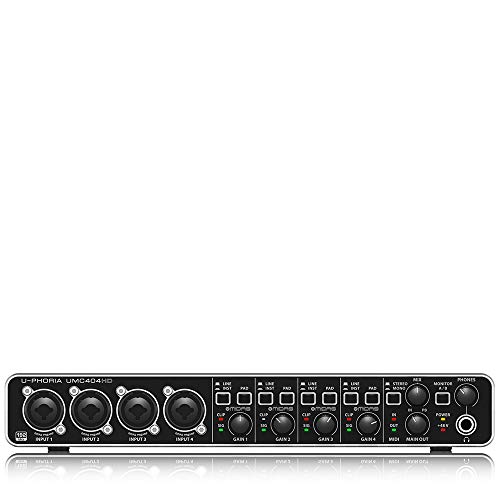 BEHRINGER UMC 404HD Audiophile 4X4 24-Bit/192 KHz USB Audio/Midi Interface with Midas Mic Preamplifiers Black