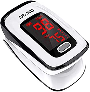 Pulse Oximeter Fingertip (Oximetro), ANKOVO Blood Oxygen Saturation Monitor, Heart Rate Monitor and SpO2 Levels, Portable Pulse Oximeter with Case, Lanyard and Batteries (Black)