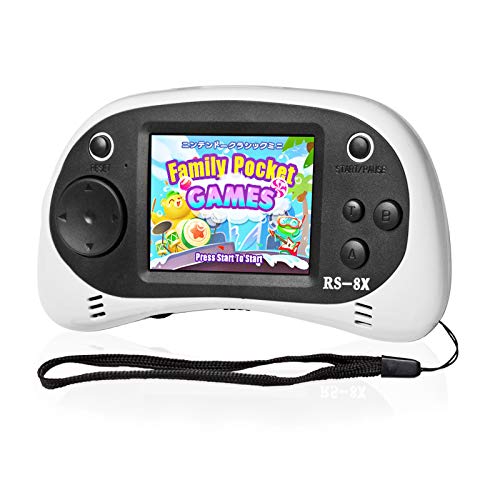 Kids Portable Handheld Game Console - RS-8X [Upgrade] 16 Bit HD Game Player Built-in 42 Games with 2.5 Inch LCD Screen Handheld Rechargeable Gaming System Best Gifts for Children & Family(White)