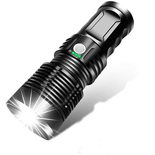 Super Bright Flashlight 90000 Lumen Waterproof LED Flashlight Rechargeable Handheld light Portable Outdoor Tactical Flashlight with 3 lighting modes for Camping/Outdoor/Hiking/Flashlights/Emergency