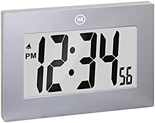 Marathon Large Digital Wall Clock with Fold-Out Table Stand. Size is 9 inches with Big 3.25 Inch Digits - Batteries Included - CL030064GG (Graphite Grey)