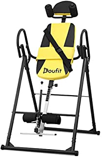 Doufit Inversion Table for Back Pain Relief, Foldable Heavy Duty Inverted Back Stretch for Storage, Adjustable Inversion Therapy Gravity Table for Home Exercise with Shoulder Holder Safe Belt (IT-03)