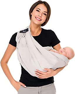 Baby Carrier by Cuby, Natural Cotton Baby Sling Baby Holder Extra Comfortable for Easy Wearing Carrying of Newborn, Infant Toddler and Ideal for Baby Registry, Nursing,Breastfeeding (Grey)