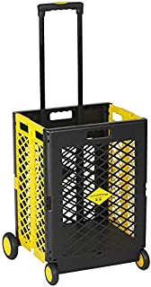 LUCKYERMORE Rolling Crate Folding Grocery Shopping Cart with Wheels Heavy Duty Expanding Height 55lb Weight Capacity, 12x15 x20 Inch,carrito de compras