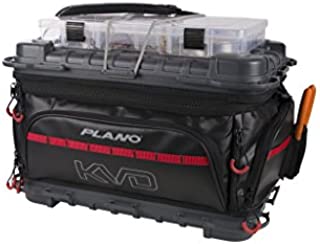 Plano Tackle Storage, KVD Signature Series 3700 Size Tackle Bag, Includes 5 Stowaway Tackle Storage Boxes, No-Slip Molded Bottom Design, Premium Tackle Storage, Black/Grey/Red (PLAB37700)