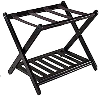 Luggage Rack, Folding Luggage Rack for Guest Room, Bedroom, Hotel (Black),with Shoe Shelf