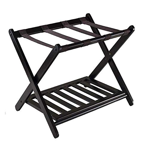 Luggage Rack, Folding Luggage Rack for Guest Room, Bedroom, Hotel (Black),with Shoe Shelf