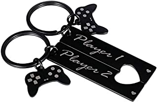 2 PCS Funny Gamer Player 1 Player 2 Matching Keychain Gifts for Couple Boyfriend Keyrings to My Man Husband Fiance Gifts from Wife Girlfriend Valentine Birthday Gifts for Him Her