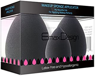 EmaxDesign 3 Pieces Makeup Blender Sponge Set, Foundation Blending Blush Concealer Eye Face Powder Cream Cosmetics Beauty Make up Sponges. latex free, non-allergenic and odour free