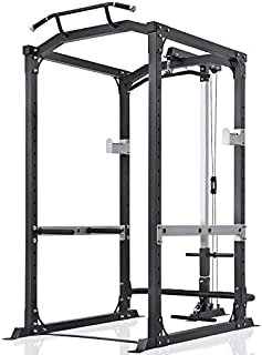 MaxKare Power Rack Power Cage with LAT Pulldown 1500-Pound Capacity 14 Height Adjustable Squat Cage with Squat Rack | Pull-up Bar | Dip Bar | for Home Gym Barbell Strength Training Smith Machine