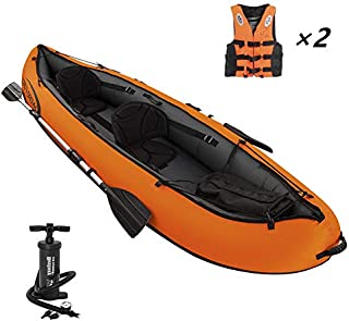 Inflatable Kayak,Set with Aluminum Oars and High Output Air Pump,2-Person