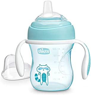 Chicco Soft Silicone Spout Spill Free Transition Baby Sippy Cup, Blue, 7 Ounce/4M+