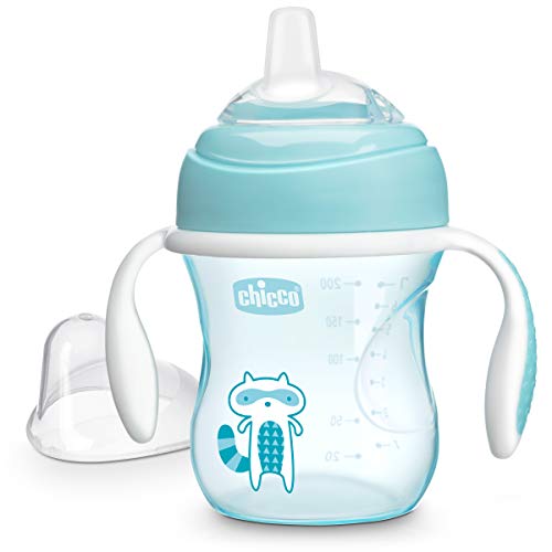 Chicco Soft Silicone Spout Spill Free Transition Baby Sippy Cup, Blue, 7 Ounce/4M+