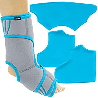 Vive Ankle Ice Pack Wrap - Foot Cold / Hot Compression Brace - Adjustable Freeze Support For Cooling / Heating Achilles Injuries, Tendonitis, Plantar Fasciitis, Sore Feet, Inflammation, Muscle Sprain