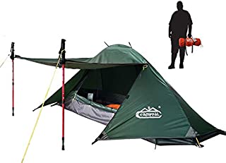 camppal 1 Person Tent Backpacking Camping Hiking Mountain Tent Lightweight and Waterproof for 4 Season Extreme Space Saving Single Bracket (MT051) (Army Green)