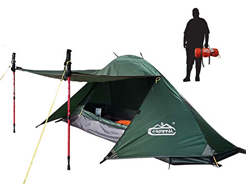 camppal 1 Person Tent Backpacking Camping Hiking Mountain Tent Lightweight and Waterproof for 4 Season Extreme Space Saving Single Bracket (MT051) (Army Green)