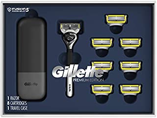 Gillette ProGlide Shield Shave Gift Set for Men - 8 Fusion ProGlide shield Blade Refills,1 Razor Handle, 1 Razor Case